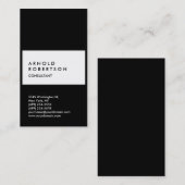 Carte de visite de consultant blanc noir vertical (Devant / Derrière)