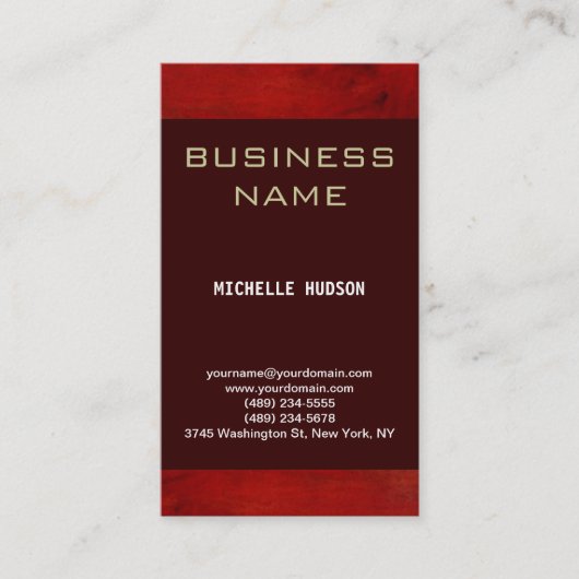 Carte de visite de consultant Brown simple rouge (Devant)