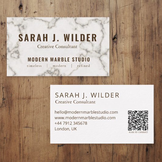 Carte de visite de consultant créatif en marbre mo