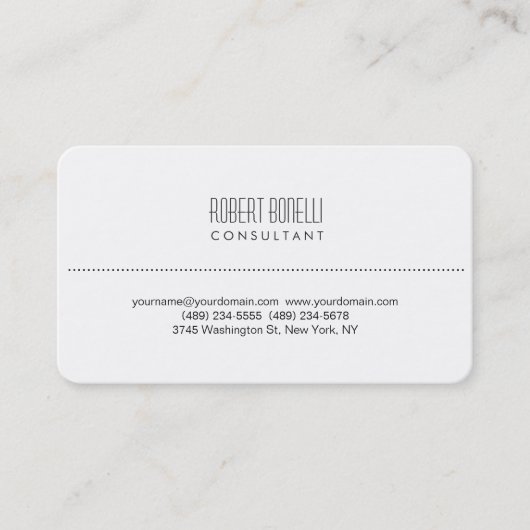 Carte de visite de consultant élégant arrondi blan (Devant)