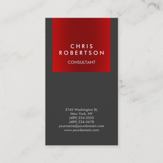 Carte de visite de consultant élégant gris rouge t (Devant)