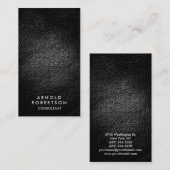 Carte de visite de consultant en cuir noir (Devant / Derrière)