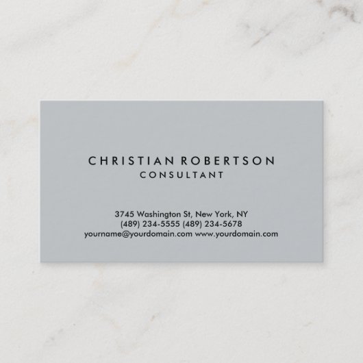 Carte de visite de consultant en gris simple et te (Devant)