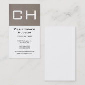 Carte de visite de consultant en monogramme beige (Devant / Derrière)