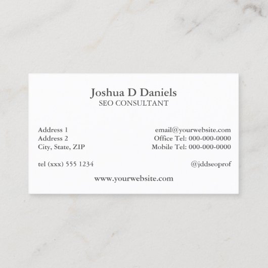 Carte de visite de consultant en référencement noi (Dos)