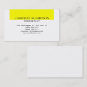 Carte de visite de consultant Jaune blanc contempo (Devant / Derrière)