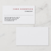 Carte de visite de consultant moderne noir blanc r (Devant / Derrière)