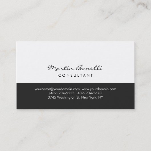 Carte de visite de consultant moderne simple gris (Devant)