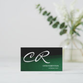 Carte de visite de consultant Monogram Black Green (Debout devant)