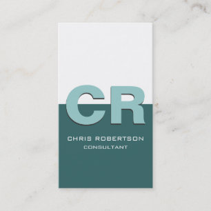 Carte de visite de consultant Monogram Blue White