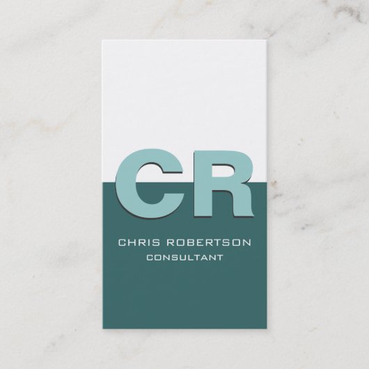 Carte de visite de consultant Monogram Blue White (Devant)