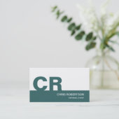Carte de visite de consultant Monogram Blue White (Debout devant)