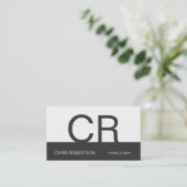 Carte de visite de consultant Monogram Grey White (Debout devant)