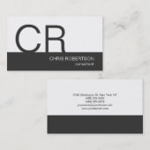 Carte de visite de consultant Monogram Grey White (Devant / Derrière)