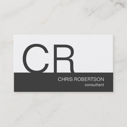 Carte de visite de consultant Monogram Grey White (Devant)