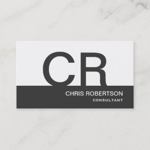 Carte de visite de consultant Monogram Grey White