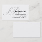 Carte de visite de consultant Monogram Grey White (Devant / Derrière)
