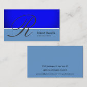 Carte de visite de consultant Monogramme bleu (Devant / Derrière)