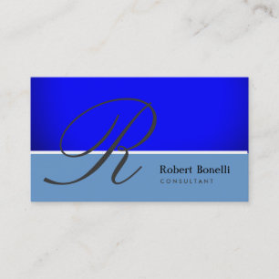 Carte de visite de consultant Monogramme bleu