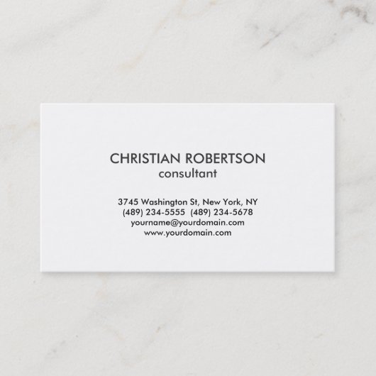 Carte de visite de consultant noir blanc classique (Devant)