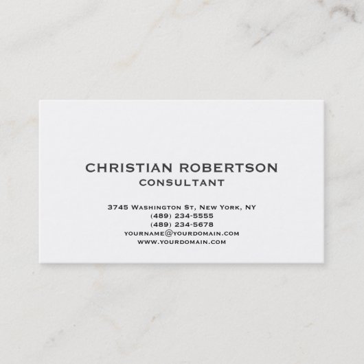 Carte de visite de consultant noir blanc contempor (Devant)