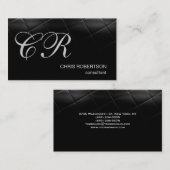 Carte de visite de consultant noir Monogramme élég (Devant / Derrière)