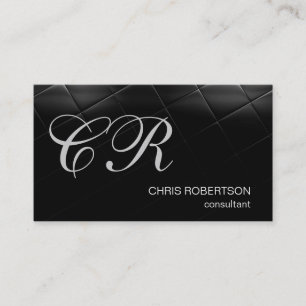 Carte de visite de consultant noir Monogramme élég