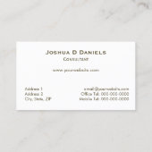 Carte de visite de consultant professionnel Black  (Dos)