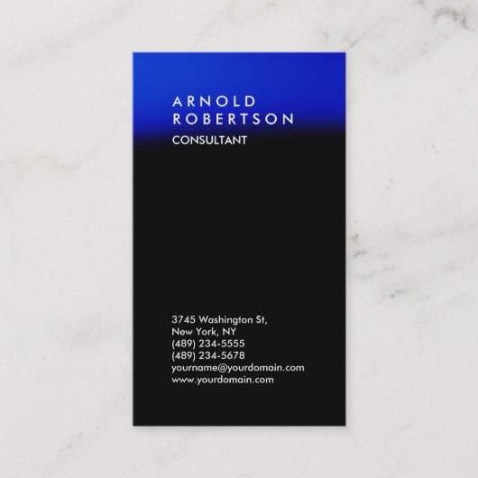 Carte de visite de consultant Vertical Black Blue (Devant)