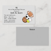 Carte de visite de contact parent (Devant / Derrière)