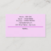 Carte de visite de contact parent (Dos)