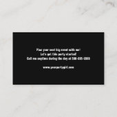 Carte de visite de coordonnateur de cocktail de (Dos)