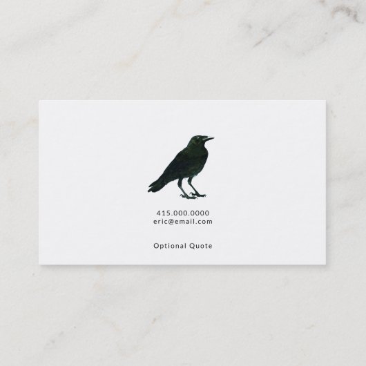 Carte de visite de corbeau noir (Dos)