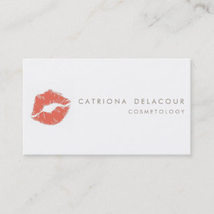 Carte de visite de cosmétologie Orange Lipstick Ma