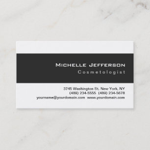 Carte de visite de cosmétologue unique noir et bla
