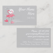 Carte de visite de côté d'amour de Flamant rose (Devant / Derrière)