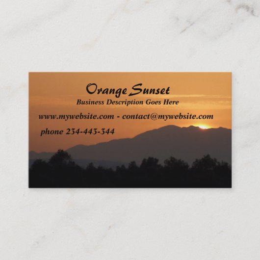 Carte de visite de coucher de soleil orange (Devant)