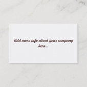 Carte de visite de coucher du soleil (Dos)