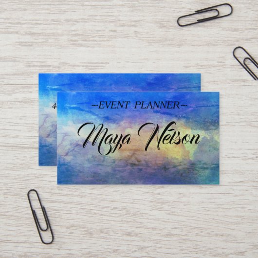 Carte de visite de couleur bleu Cool de luxe (Devant/Arrière en situation)