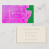 CARTE DE VISITE DE COULEUR D'EAU EN VERT ET ROSE (Devant / Derrière)