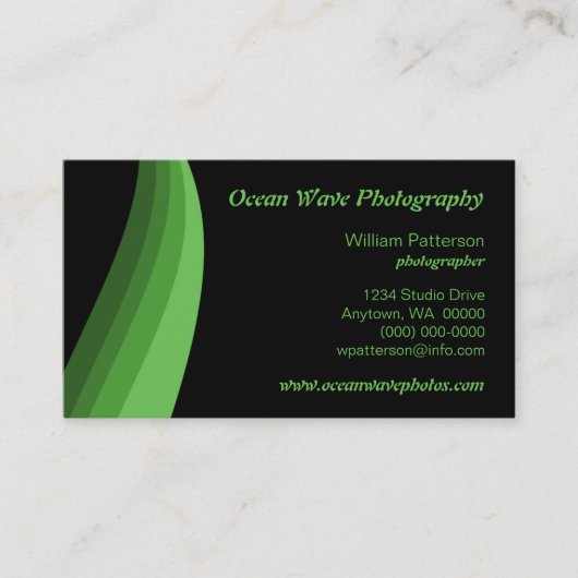 Carte de visite de couleurs, vert (Devant)