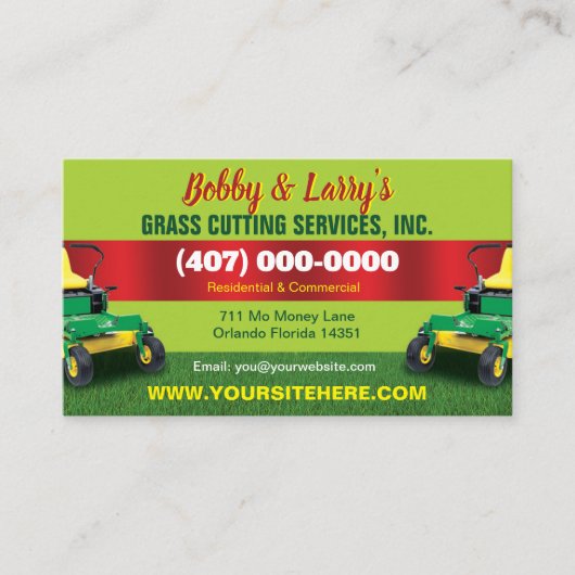 Carte de visite de coupe de l'herbe d'entretien pa (Devant)