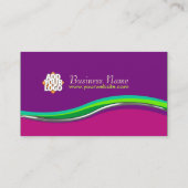 Carte de visite de courbes vert violet rose (Dos)