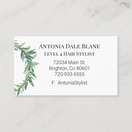 Carte de visite de couronne d'aquarelle (Devant)