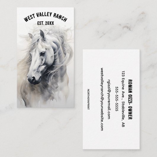 Carte de visite de course à cheval modifiable (Devant / Derrière)