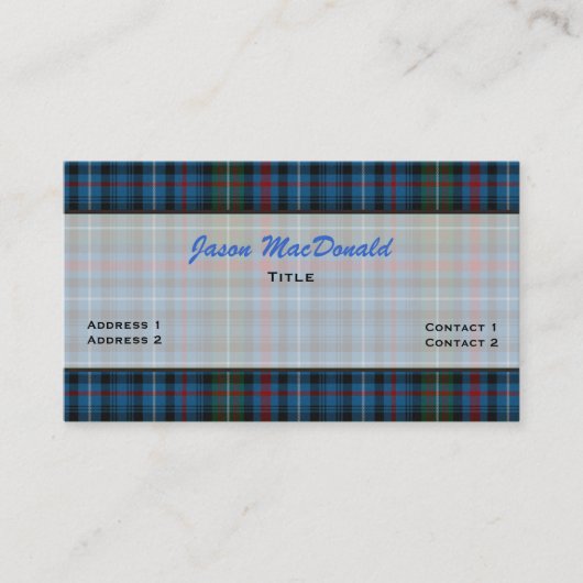 Carte de visite de coutume de plaid de tartan de (Devant)