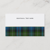 Carte de visite de coutume de plaid de tartan du (Dos)