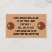 Carte de visite de coutume d'entraîneur de (Dos)