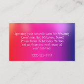 Carte de visite de coutume du DJ (Dos)