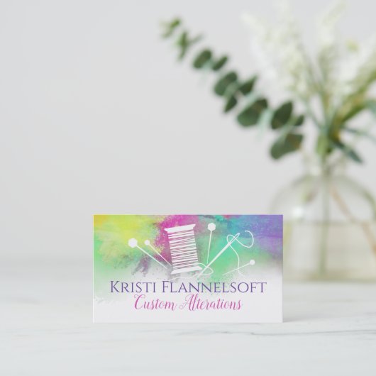 carte de visite de couture d'aquarelle (Debout devant)